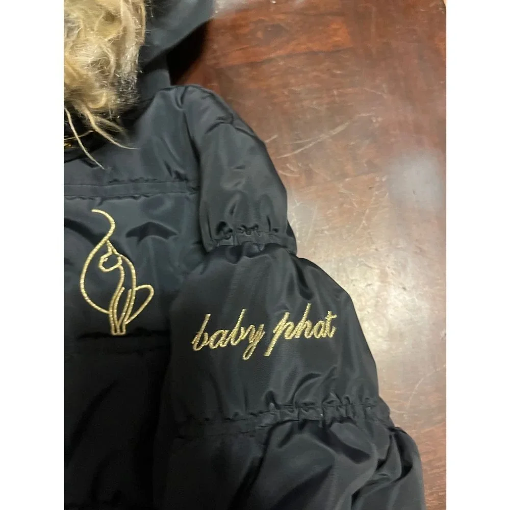 VTG BABY PHAT INSULATED PUFFER JACKET GIRLS S 7-8 FLEECE LINED FAUX FUR Y2K